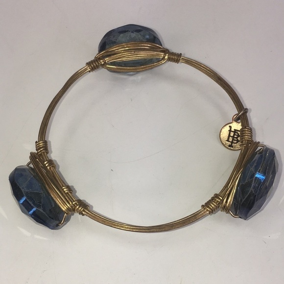 Bourbon & Boweties Gold Wire Blue Crystal Bracelet - Picture 4 of 4